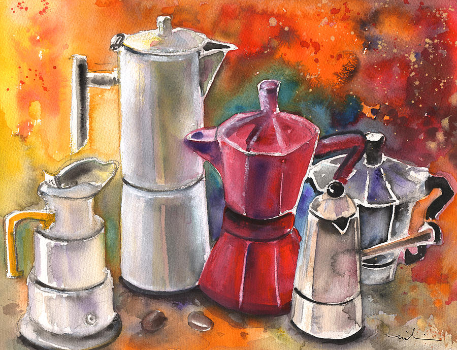 Still Life Painting - Italian Coffee Party by Miki De Goodaboom