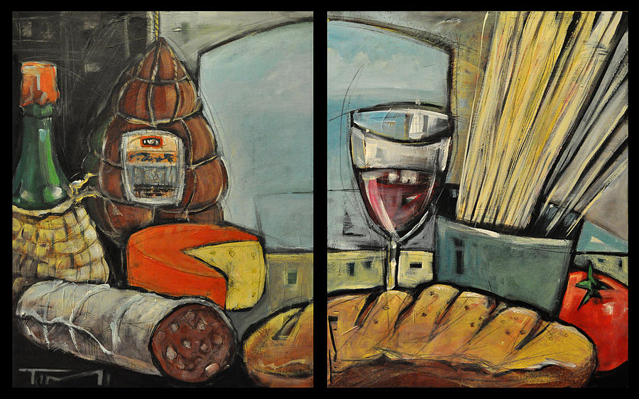 Bread Painting - Italian Deli Diptych by Tim Nyberg