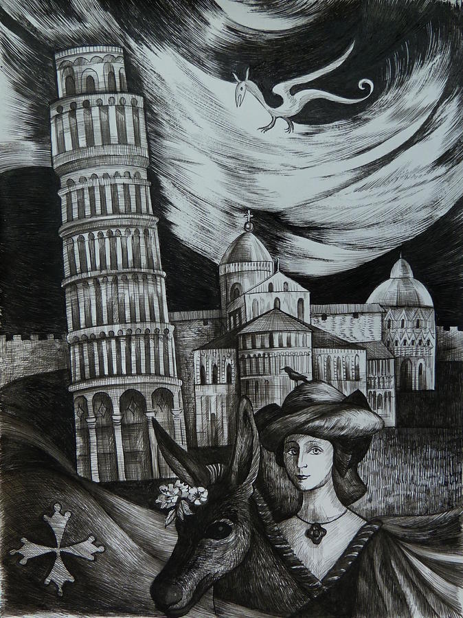 Italian Fantasies. Pisa Drawing by Anna  Duyunova