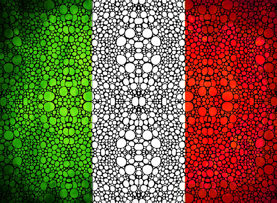 Italian Flag - Italy Stone Rockd Art By Sharon Cummings Italia Painting by Sharon Cummings