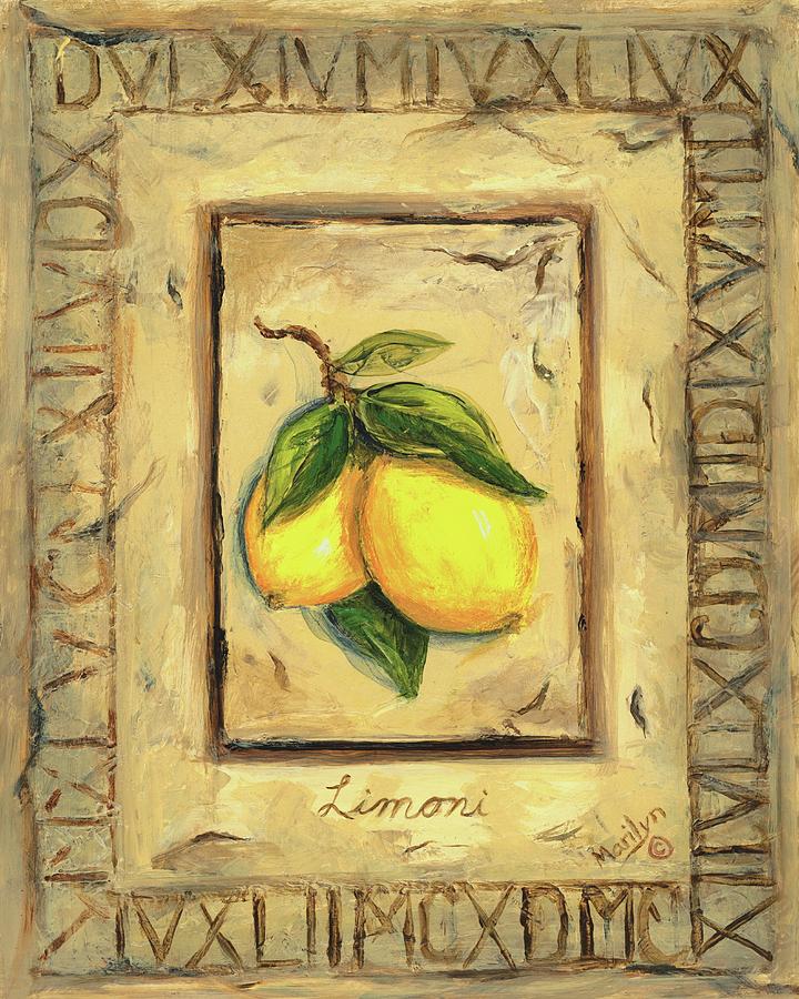 Italian Fruit Lemons Painting by Marilyn Dunlap
