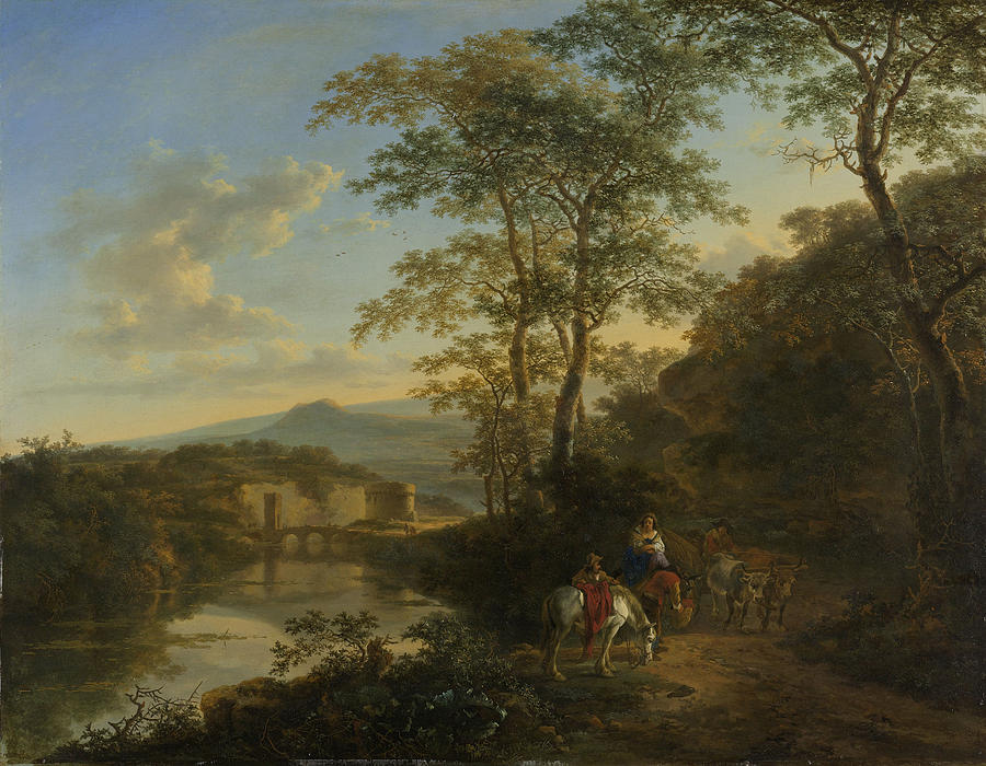 Italian Landscape With The Milvian Bridge Drawing by Litz Collection ...