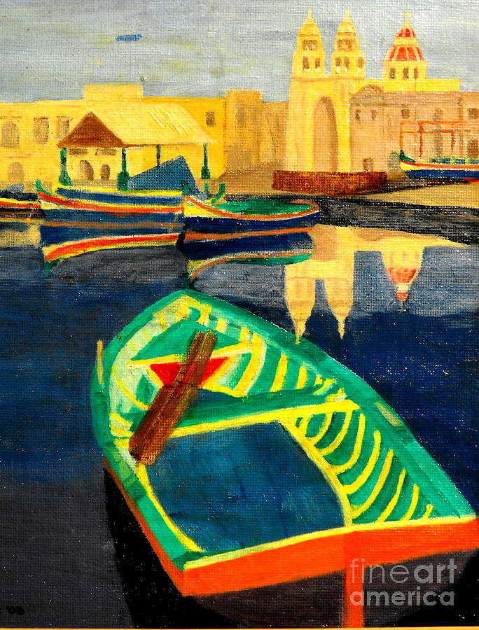 Boat Painting - Italian Port by Larry Farris