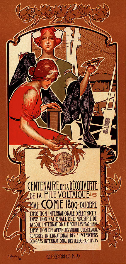 Italian Poster For Le Centenaire De La Découverte De La Drawing by ...