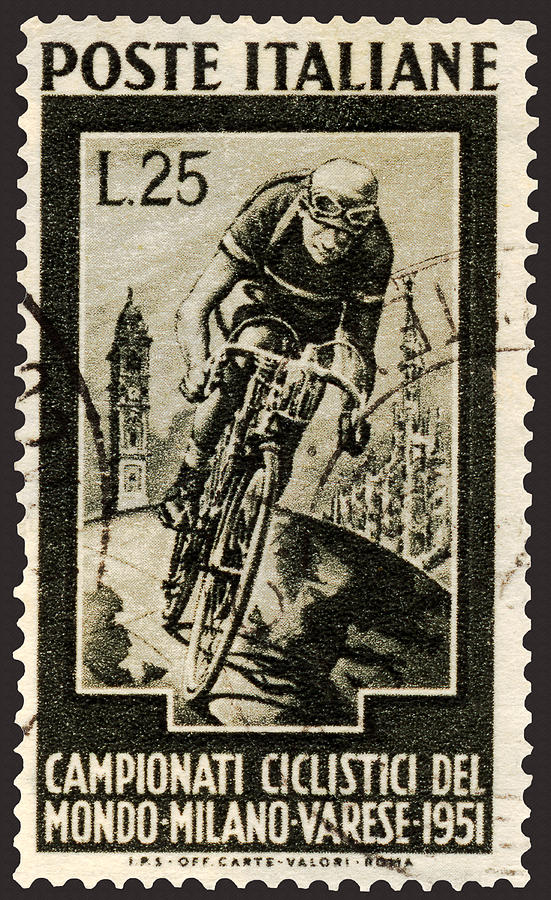 Italian Racing Bicyclist on Postage Stamp  Photograph by Phil Cardamone