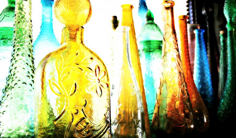 Italian Vintage Glass Bottles Photograph by Alma Yamazaki