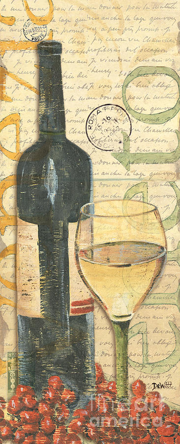 Wine Painting - Italian Wine and Grapes 1 by Debbie DeWitt