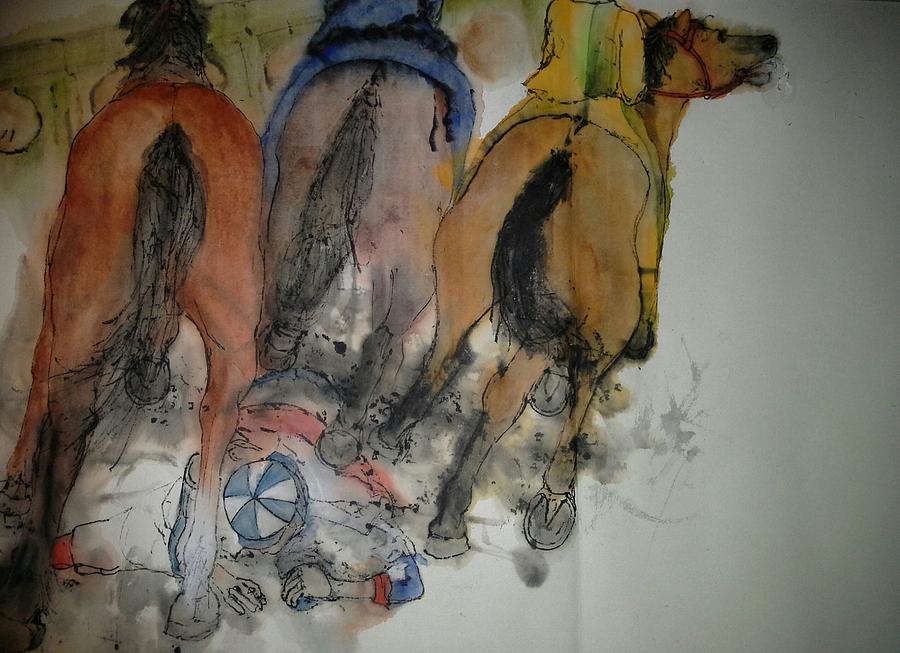 Italian il Palio horse race albu Painting by Debbi Saccomanno Chan