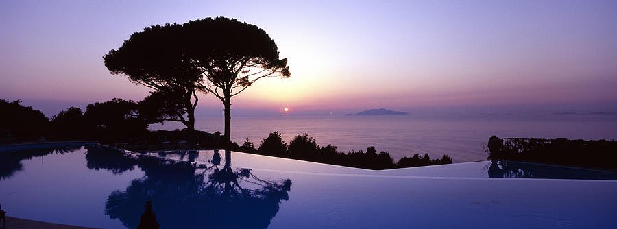 Sunset Photograph - Italy, Campania, Capri, Anacapri, Hotel by Tips Images