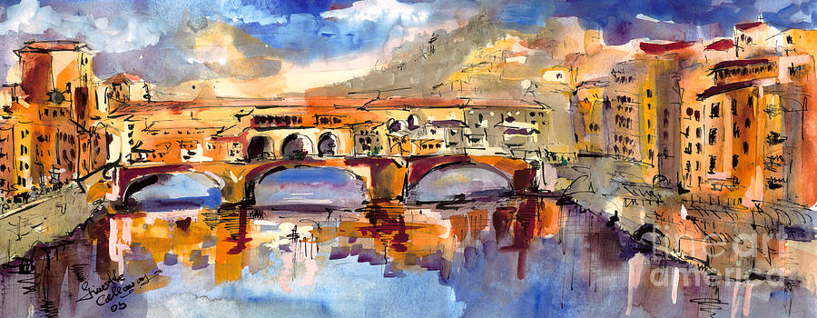 Italy Ponte Vecchio Florence Painting by Ginette Callaway