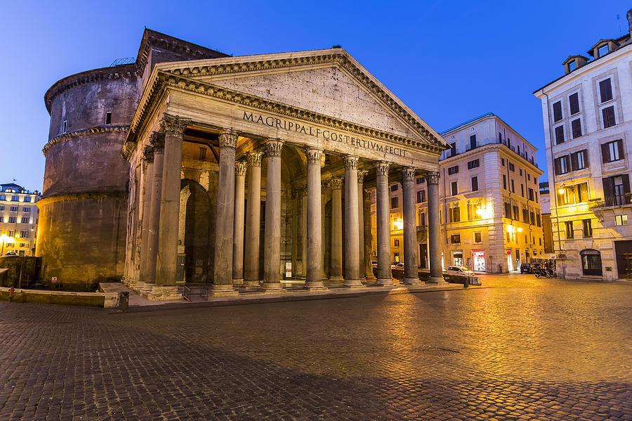 Italy, Rome, Illuminated Pantheon at night Photograph by Westend61