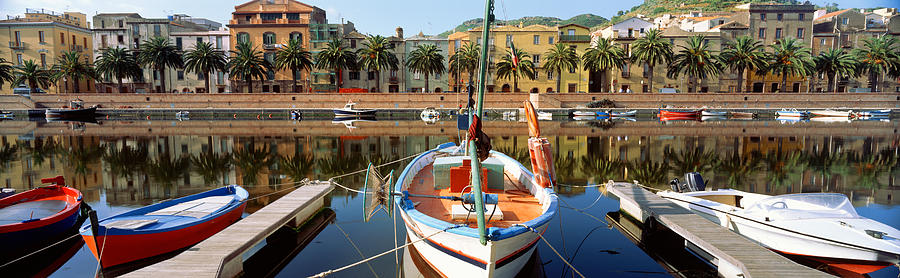 Italy, Sardinia, Bosa, Boats Moored Photograph by Panoramic Images