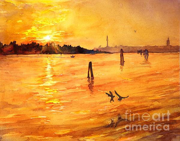 Italy Sunset- near Venice Painting by Ryan Fox