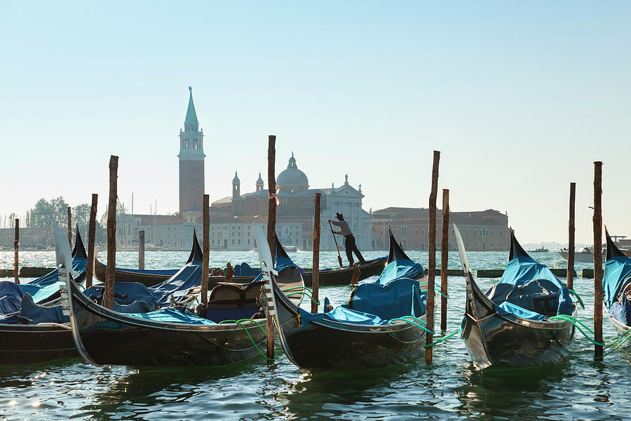 Italy, Venice, Gondolas Docking At St Photograph by Westend61