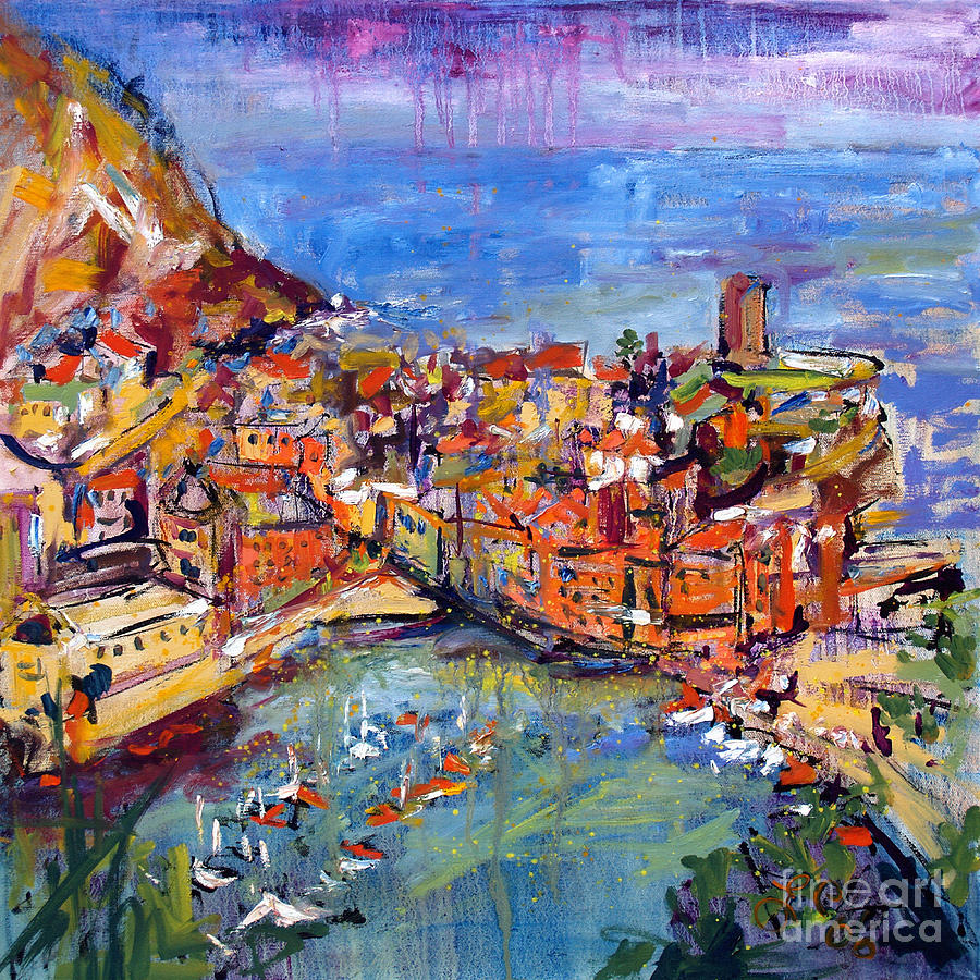 Italy Vernazza Cinque Terre Painting by Ginette Callaway