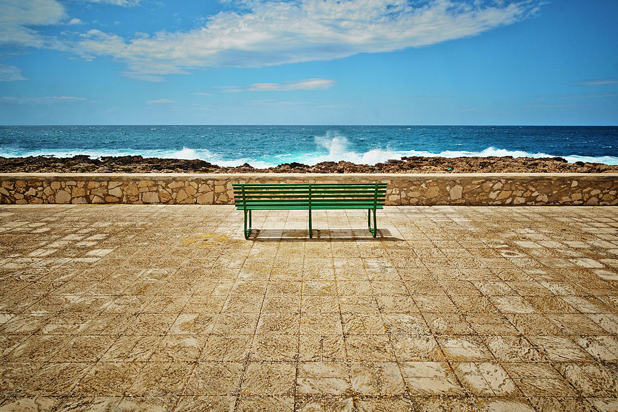 Italy, View Of Empty Bench At Beach Photograph by Westend61