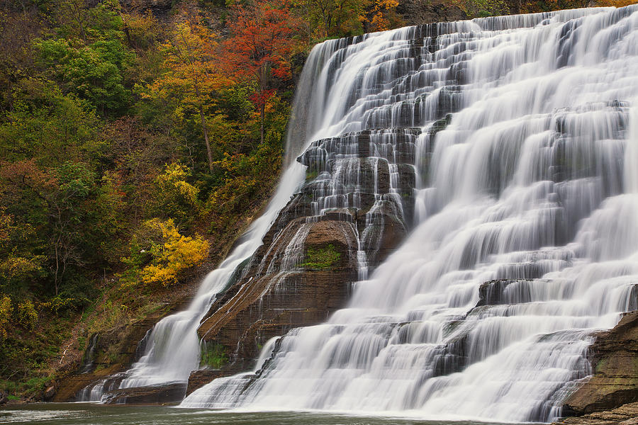 Nature Photograph - Ithaca Falls in Autumn by Michele Steffey