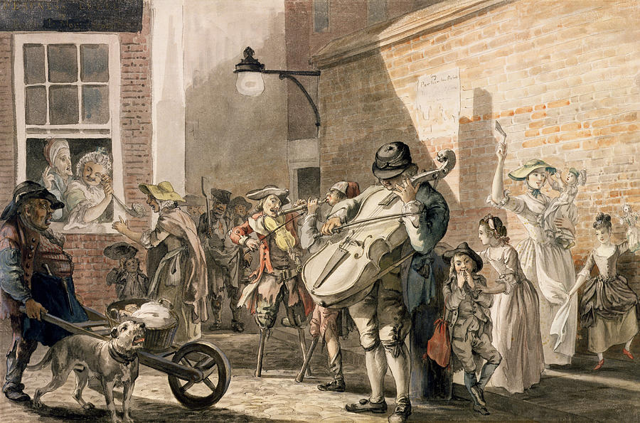 Music Drawing - Itinerant Musicians Playing In A Poor by Paul Sandby