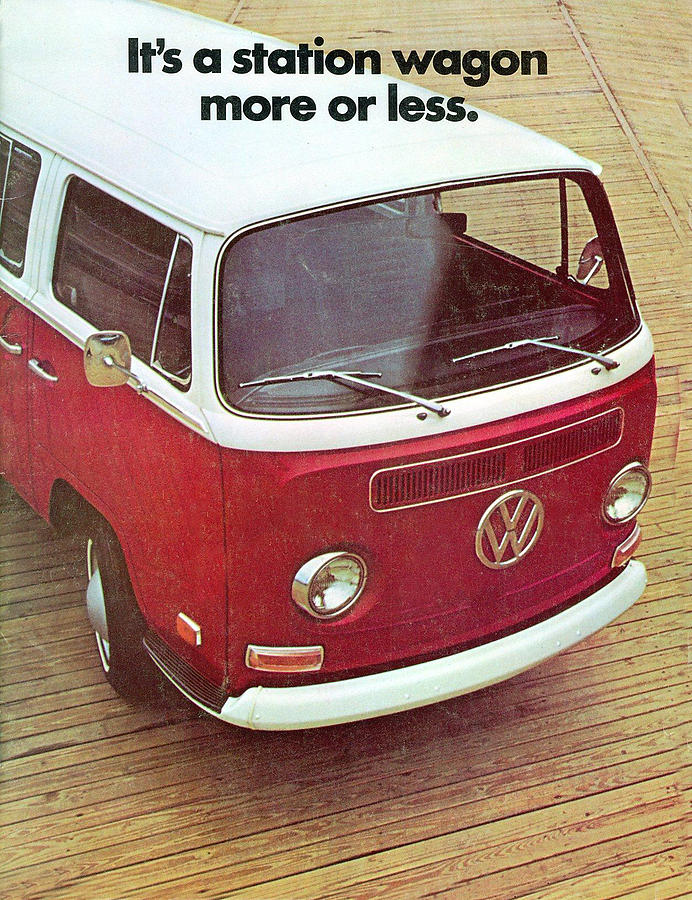 Its a station wagon more or less - VW Camper ad Digital Art by Georgia Clare