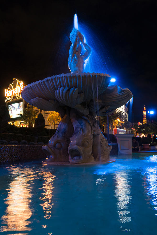 Its Not Rome - Triton Fountain Las Vegas at Night Photograph by Georgia Mizuleva