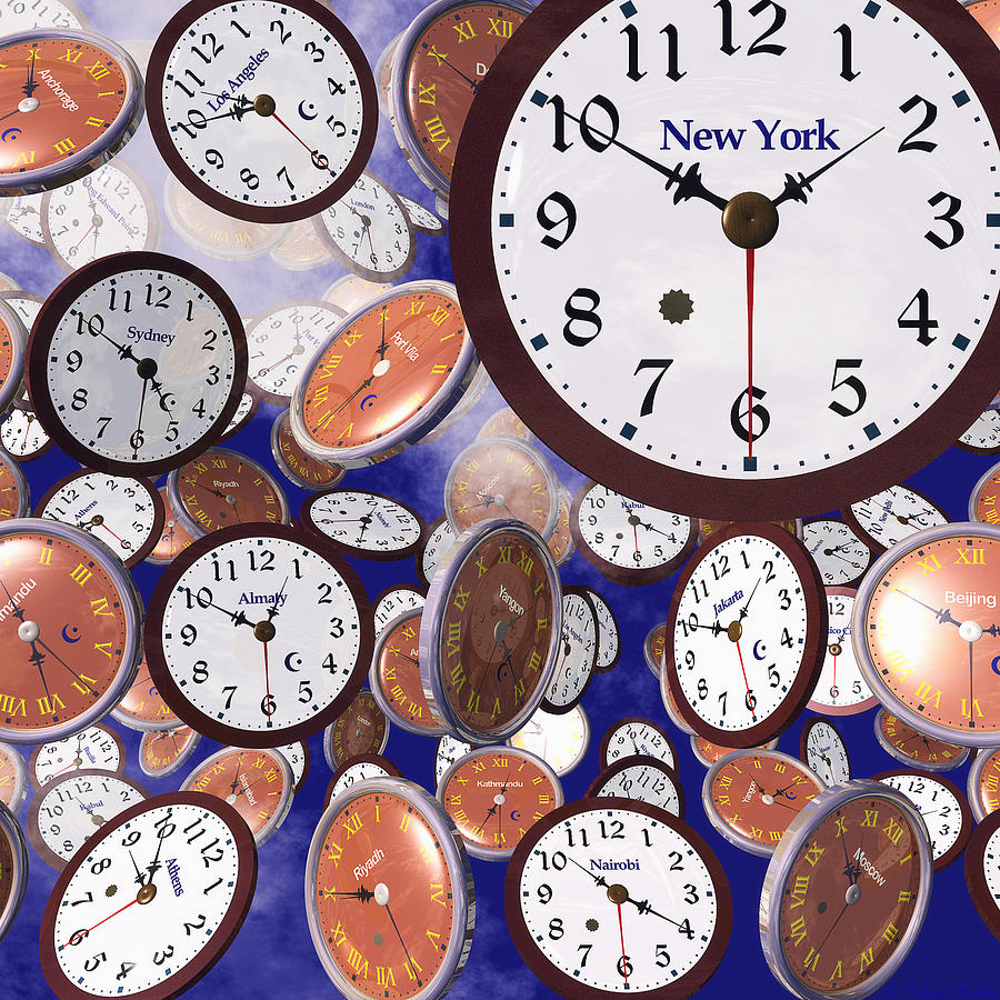 Its Raining Clocks - New York Digital Art by Nicola Nobile