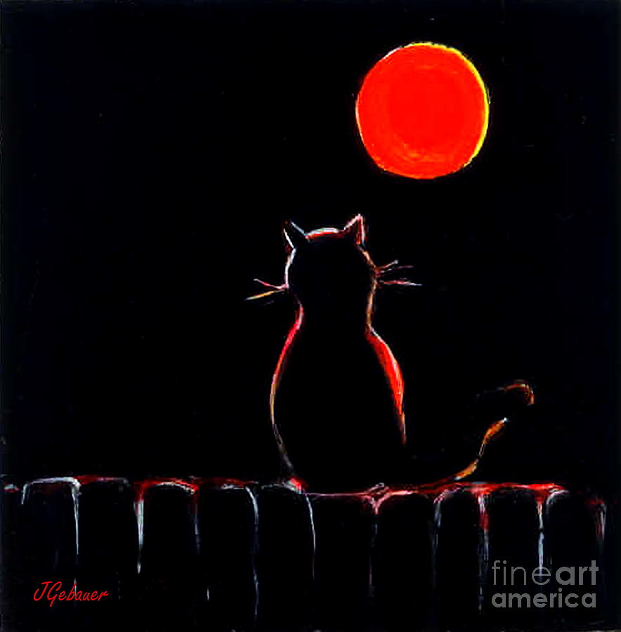 Cat Painting - Its safe up here. by Joyce Gebauer