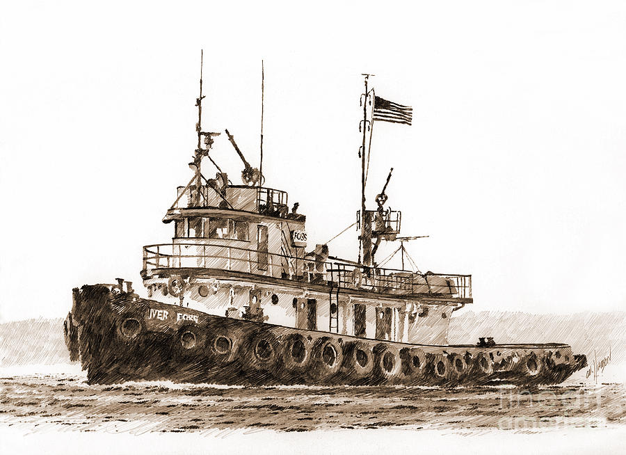 IVAR FOSS Sepia Drawing by James Williamson