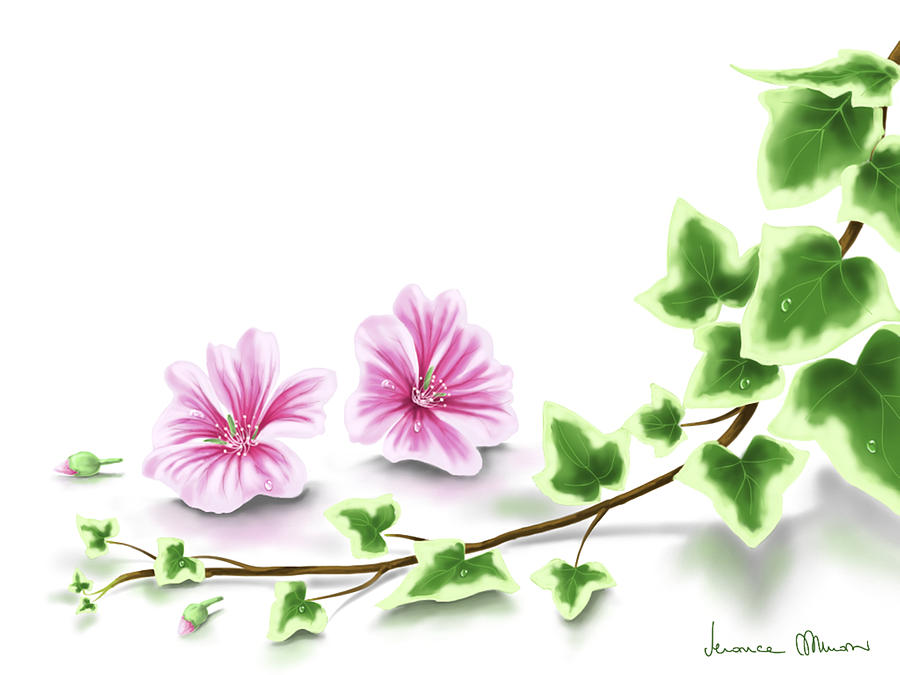 Ivy and mallow Painting by Veronica Minozzi