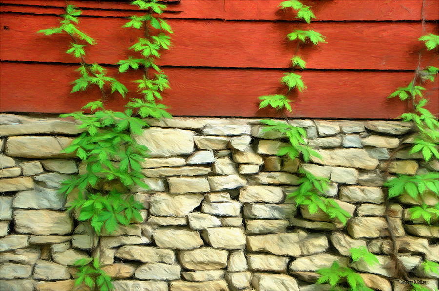 Architecture Painting - Ivy on Stone and Wood by Jeffrey Kolker