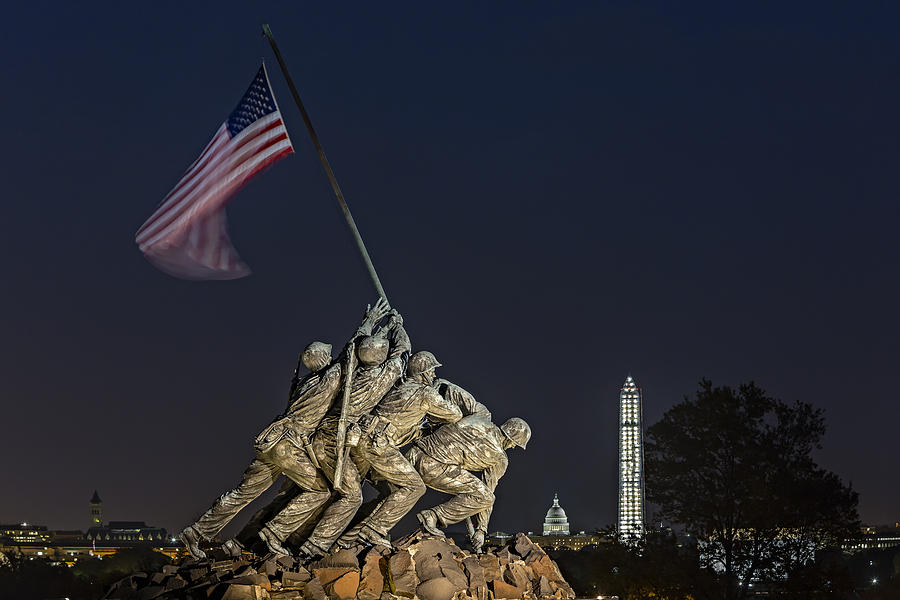Flag Photograph - Iwo Jima Memorial USMC by Susan Candelario
