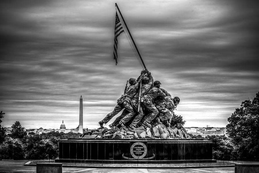 Iwo Jima Monument Black and White Photograph by David Morefield