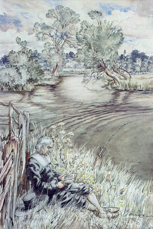 Fence Drawing - Izaak Walton Reclining Against A Fence by Arthur Rackham Fence Drawing - Izaak Walton Reclining Against A Fence by Arthur Rackham