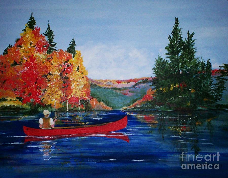 Fall Painting - J Fishing by Barbara Moak