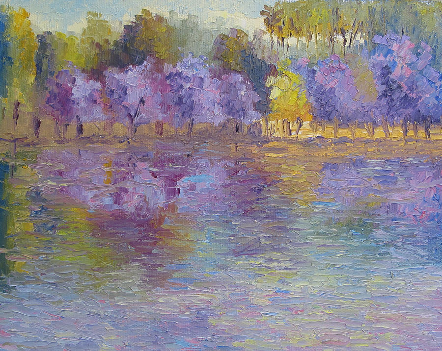 Jacarandas in Bloom Painting by Terry  Chacon