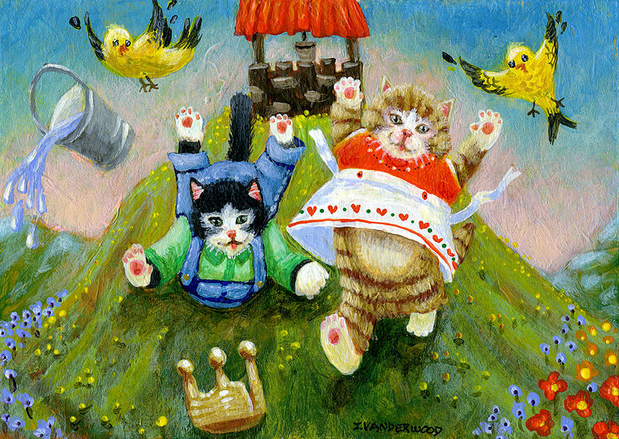 Jack and Jill Kitties Painting by Jacquelin L Westerman
