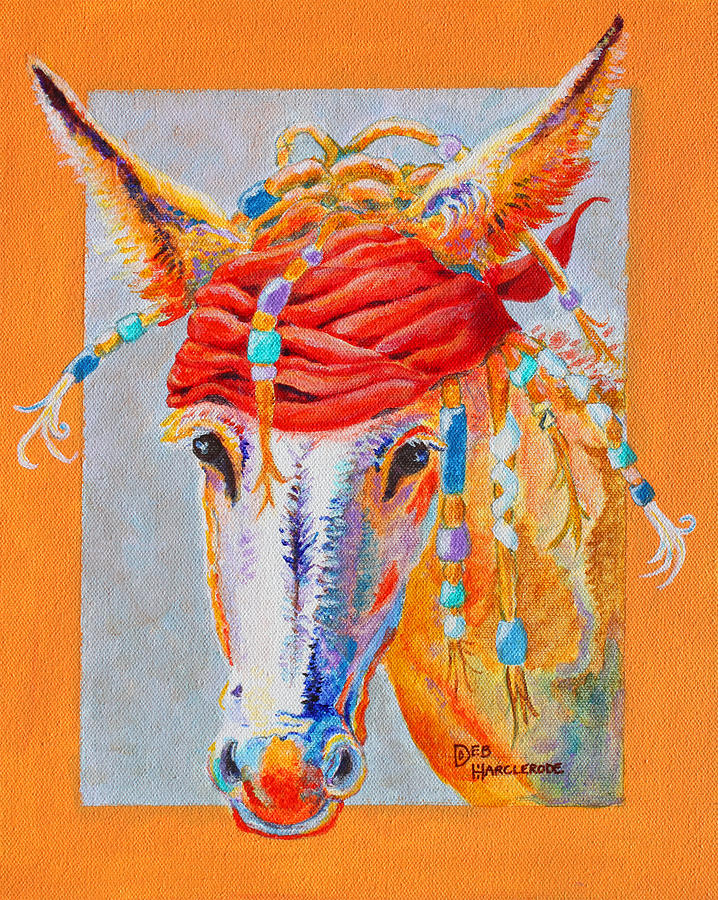 Pirates Of The Caribbean Painting - JACKS BACK - burro - donkey by Deb Harclerode