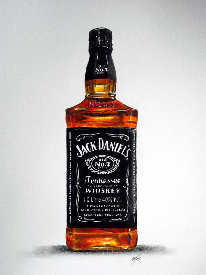 Jack Daniels Bottle Drawing by Aaron De la Haye