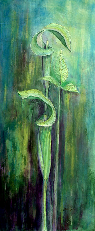 Wild Flowers Painting - Jack In The Pulpits by Joan Nee