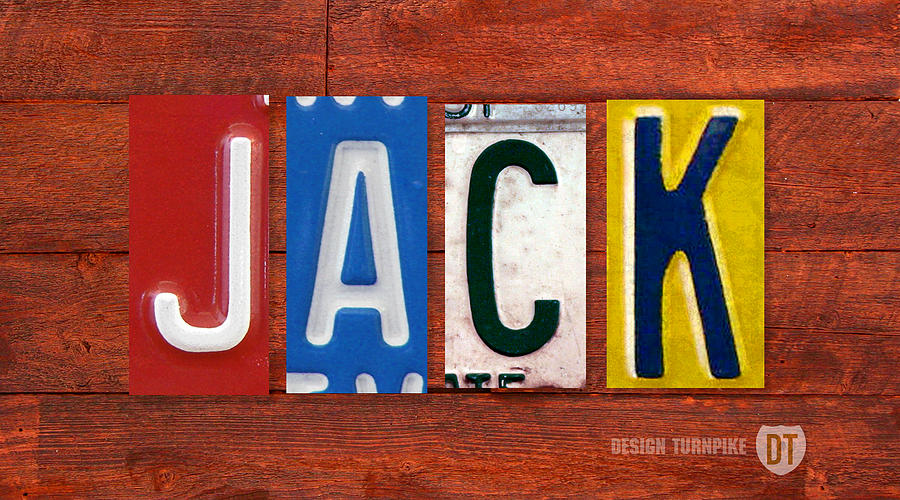 Vintage Mixed Media - JACK License Plate Name Sign Fun Kid Room Decor by Design Turnpike