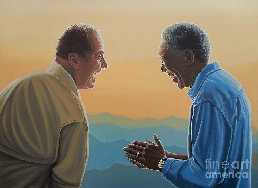 Jack Nicholson and Morgan Freeman Painting by Paul Meijering