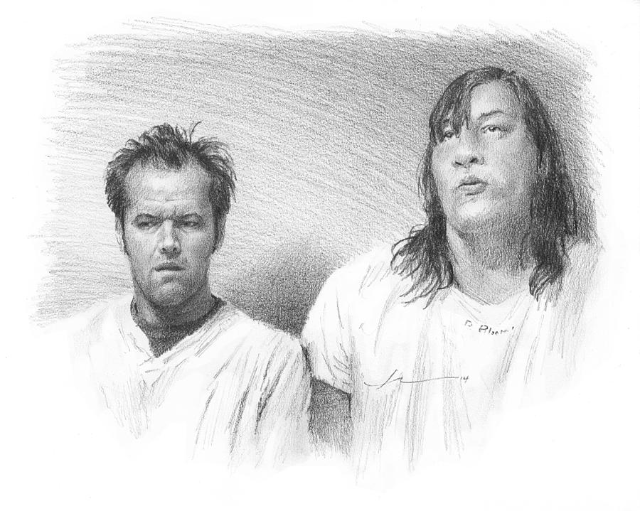 Jack Nicholson Cuckoos Nest Pencil Portrait Drawing by Mike Theuer