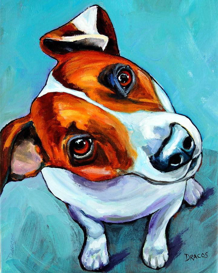 Dog Painting - Jack Russell Looking Up by Dottie Dracos