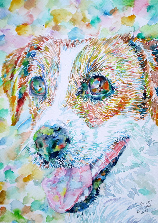 JACK RUSSELL TERRIER - watercolor portrait.1 Painting by Fabrizio Cassetta