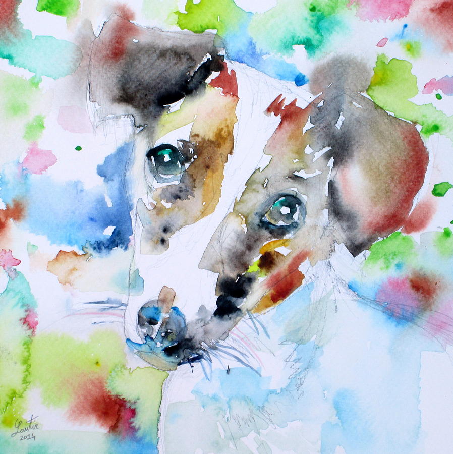 JACK RUSSELL TERRIER - watercolor portrait.3 Painting by Fabrizio Cassetta