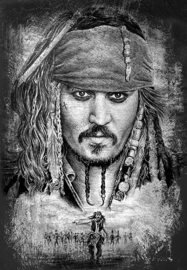 Pirates Of The Caribbean Drawing - Jack Sparrow by Andrew Read