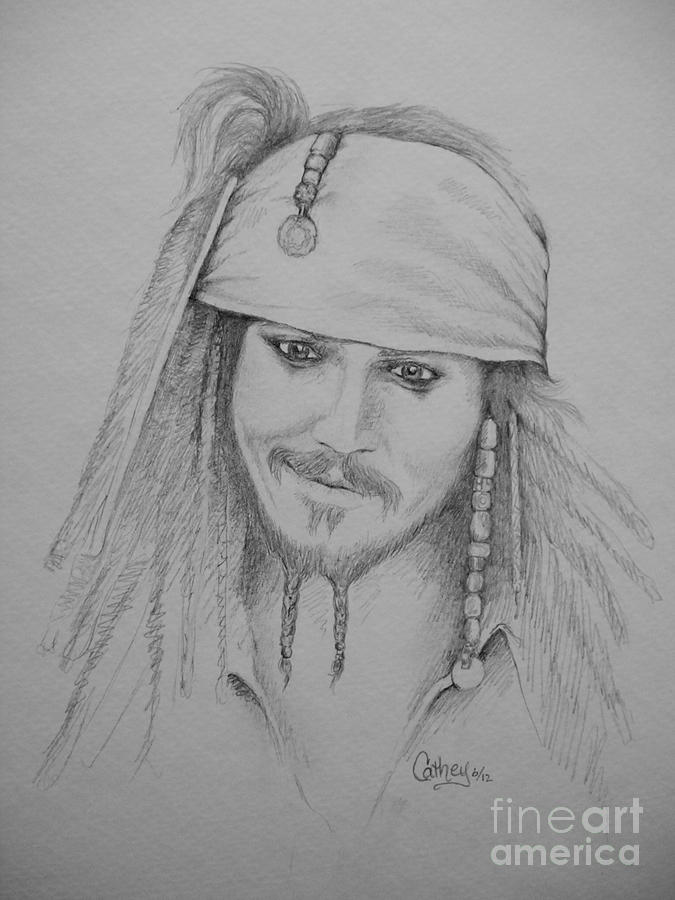 Pirates Of The Caribbean Drawing - Jack Sparrow by Catherine Howley