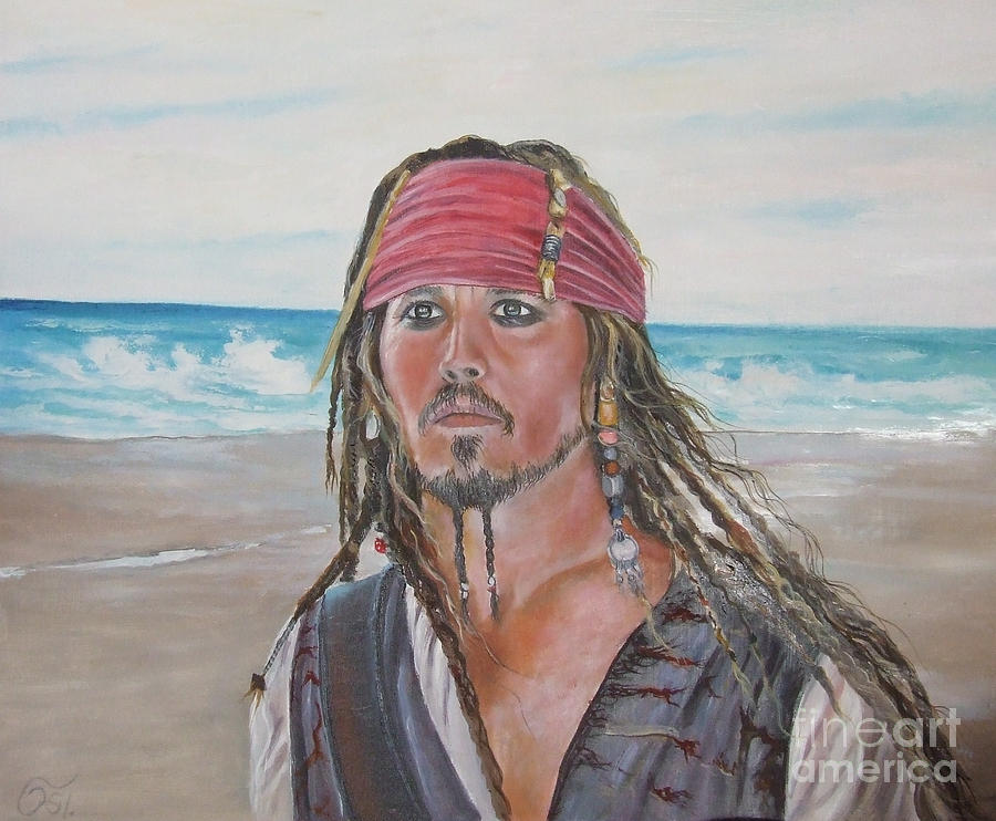 Handmade Painting - Jack Sparrow in pirates of the caribbean by Osi