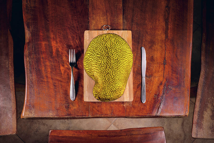 Jackfruit On Table Photograph by Ktsdesign