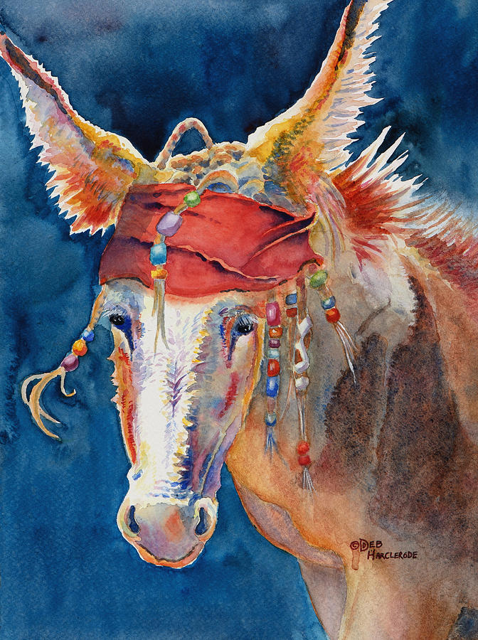 Johnny Depp Painting - JACK BURRO -  donkey by Deb Harclerode