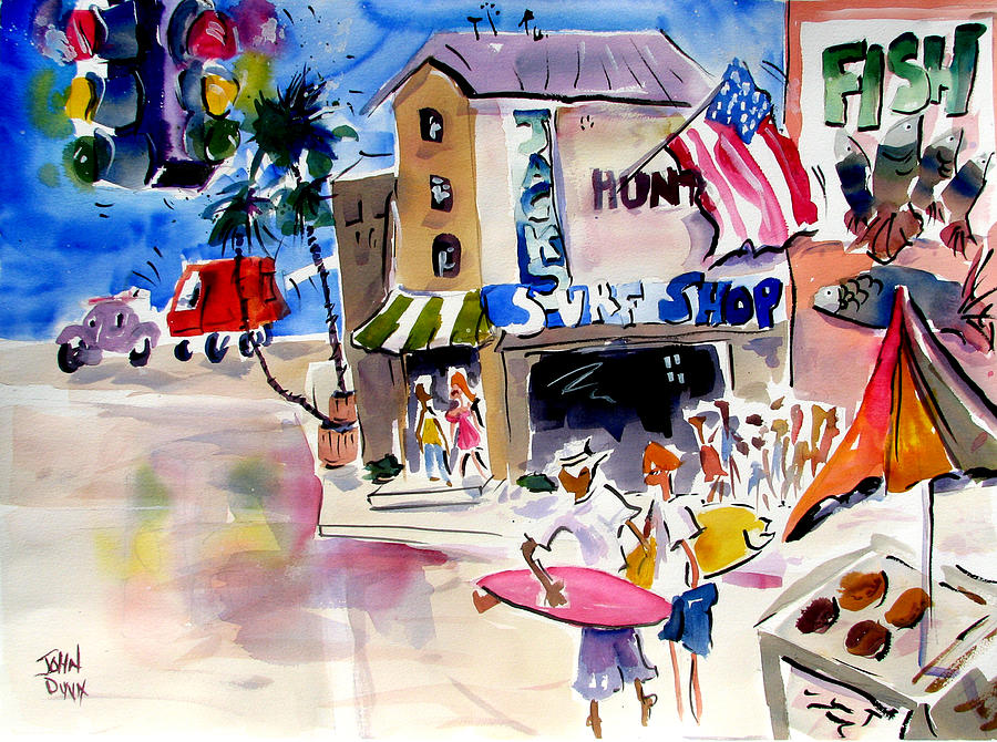 Jacks Huntington Beach Painting by John Dunn